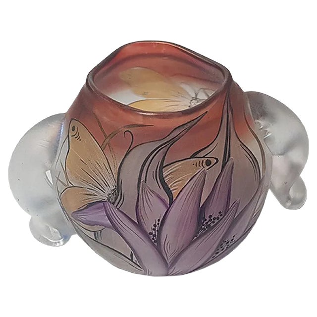 Art Glass Vase with Butterfly by Erwin Eisch, 1992 For Sale