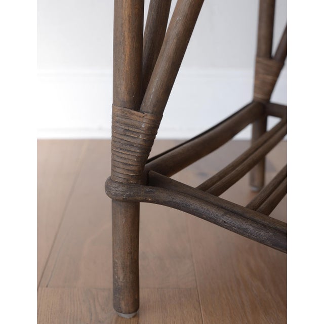 Vintage Rustic Boho Rattan Table With Shelf For Sale - Image 11 of 16