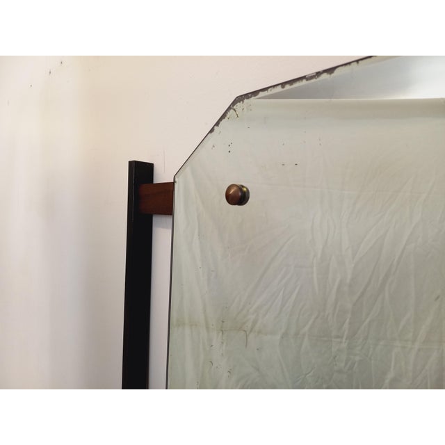 Mid-Century Italian Hall Cabinet in Teak and Metal with Mirror, Shelves and Drawer, 1950s-1960s For Sale - Image 11 of 16