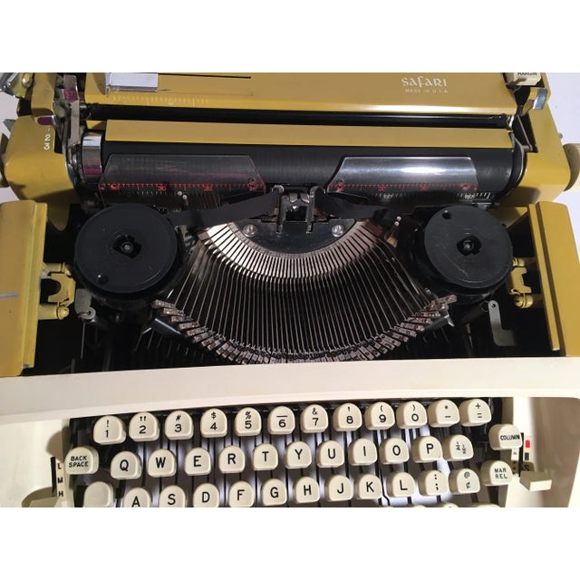 Metal Vintage Mustard Royal Safari Typewriter With Case & Key For Sale - Image 7 of 13