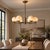 Not Yet Made - Made To Order Handcrafted Brass 6-Light Chandelier With Natural Alabaster Globe Shades, Dining Room & Kitchen Island Lighting For Sale - Image 5 of 10