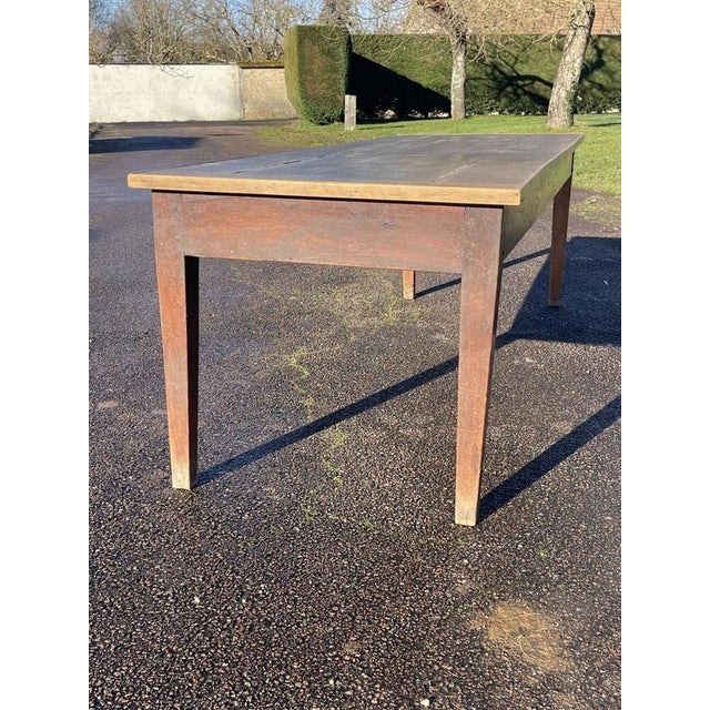 Wood Oak Farmhouse Dining Table For Sale - Image 7 of 10