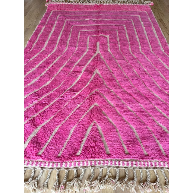 Vintage Moroccan Rug by Berber Tribes of Morocco, pink wool and cream color For Sale - Image 10 of 11