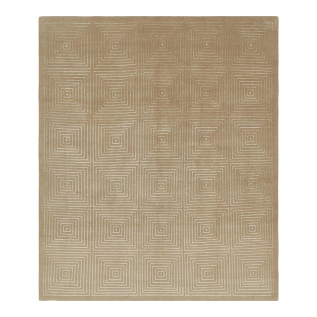 Rug & Kilim’s Cubist Style Rug With Beige-Brown Geometric Patterns “Dorian” For Sale