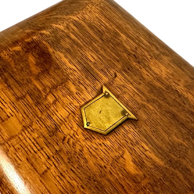 Wood Antique Victorian English Tiger Oak Book Form Lap Desk/Stationery Box W/Inkwell For Sale - Image 7 of 12