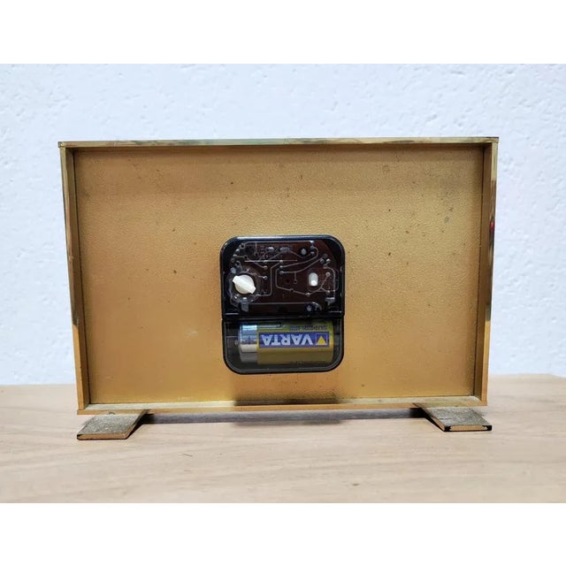 Hollywood Regency Brass Table Clock attributed to Kienzle, Germany, 1960s For Sale - Image 4 of 10