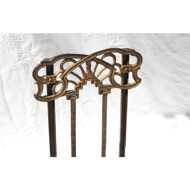 Gold Early 20th Century Antique Art Nouveau Cast Iron Folding Dance Hall Chair For Sale - Image 8 of 10