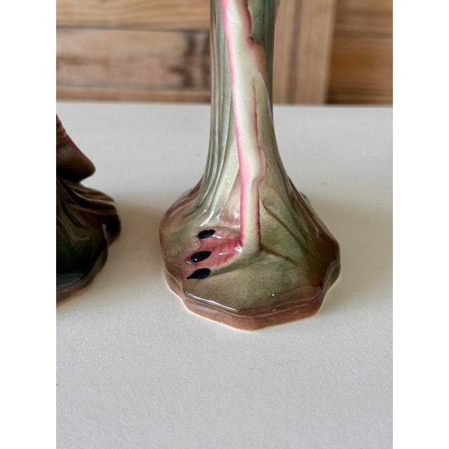 Mid-20th Century Ceramic Coastal Flamingo Figurines – Set of Two For Sale - Image 10 of 12