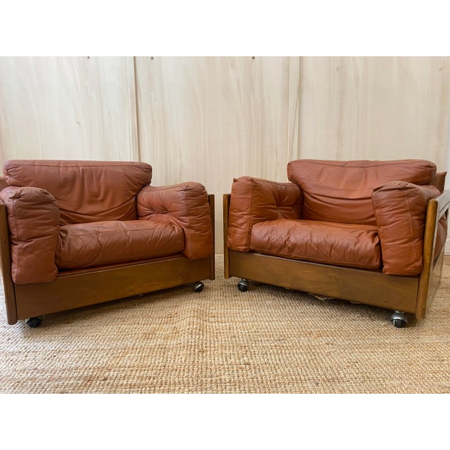 Italian Leather Club Chairs, 1960s, Set of 2 For Sale - Image 12 of 12