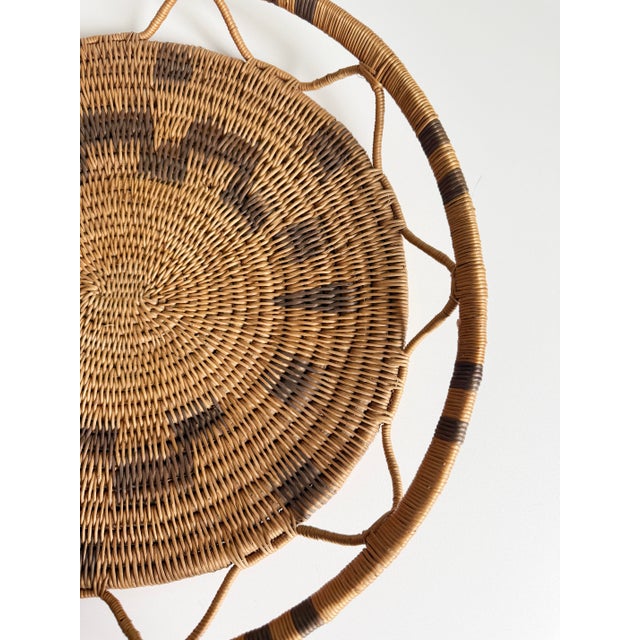 Wood Vintage Tribal Style Woven Tray For Sale - Image 7 of 8