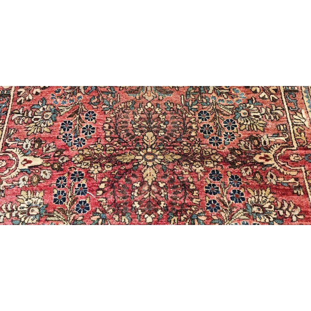 Antique Persian Sarouk Area Rug, Hand-Knotted Wool, Allover Floral Pattern, 3x5, Red & Navy For Sale - Image 15 of 16