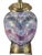 Frederick Cooper ginger jar table lamp in purple-blue chevron art pottery, mounted on a brass base. Harp included; no...