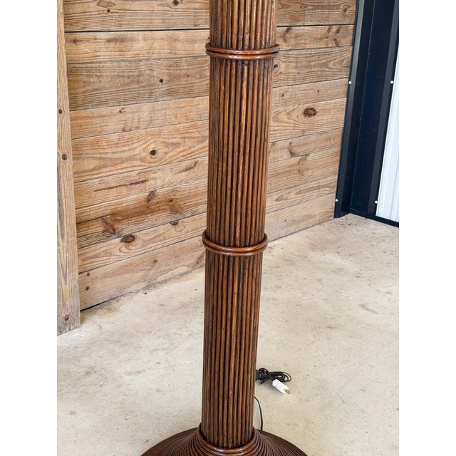 Contemporary Vintage Rattan Palm Tree Floor Lamp With Three Coconut Lights For Sale - Image 3 of 12