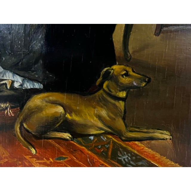 Late 20th Century Biedermiere Style Framed Reproduction Painting of “Game of Chess” by German Artist Carl Herpfer For Sale - Image 10 of 12