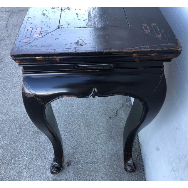 Wood Black Lacquered Lattice and Dragon Console For Sale - Image 7 of 11