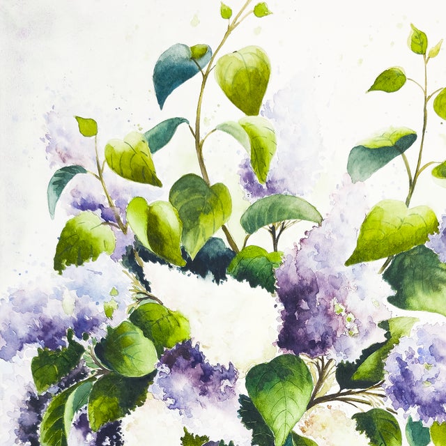 Illustration Lilacs in Vase - Tomoko Parry, C. 1990s For Sale - Image 3 of 10