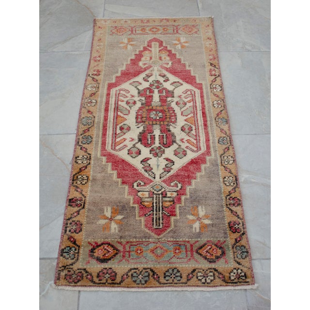 1970s Hand Made Mat Small Turkish Rug Kitchen Decor - 1′7″ × 3′7″ For Sale - Image 10 of 13