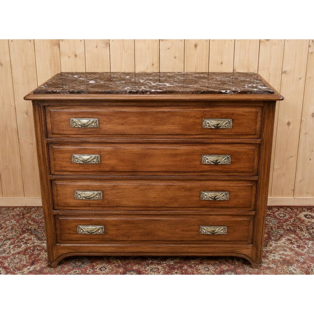 Art Nouveau Chest of Drawers in Mahogany with Marble, 1890s For Sale - Image 6 of 6