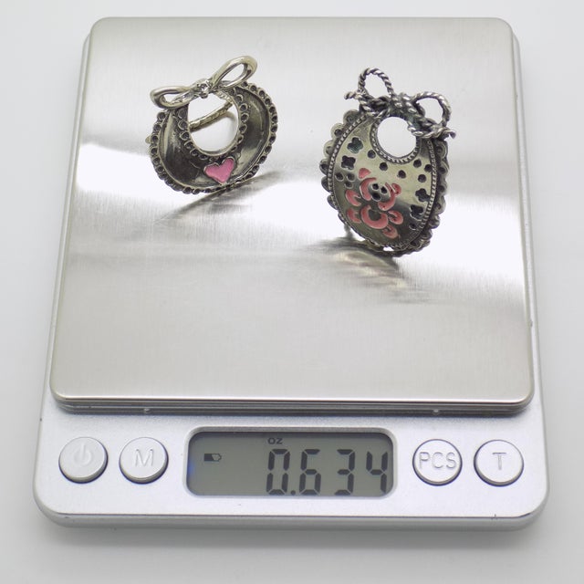 Metal Vintage Italian Silver Baby Bibs Figurines Pair 800 Newborn Miniatures Arezzo Collectible 1980s For Sale - Image 7 of 8