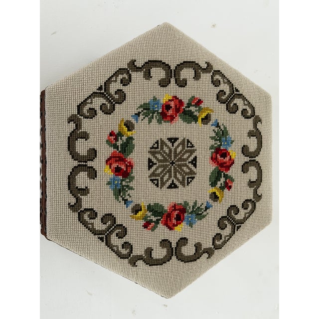 Wood Scandinavian Modern Needlepoint Tapestry Stools with Bobbin-Turned Legs, 1950s For Sale - Image 7 of 11