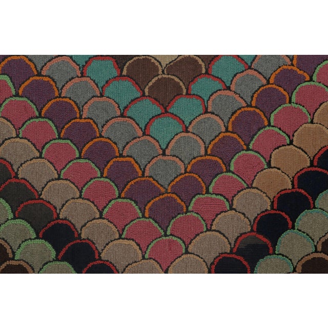 Traditional Antique Hooked Rug With Folk Art Geometry & Bright Color Play - Rug & Kilim For Sale - Image 3 of 7