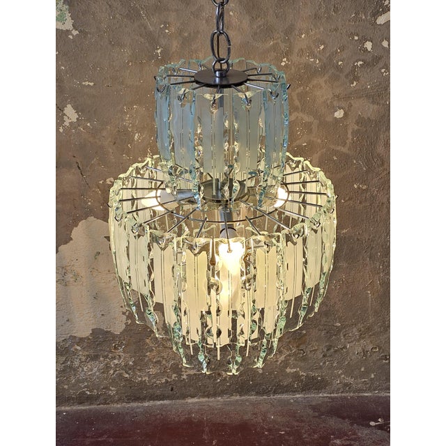 Vintage Zero Quattro Glass Chandelier from Fontana Arte, 1970s For Sale - Image 6 of 11