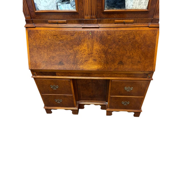 Late 20th Century Italian Burl Wood Secretary Cabinet by k.p.s. New YorkWith Mirrored Doors, 7’8” For Sale - Image 4 of 9
