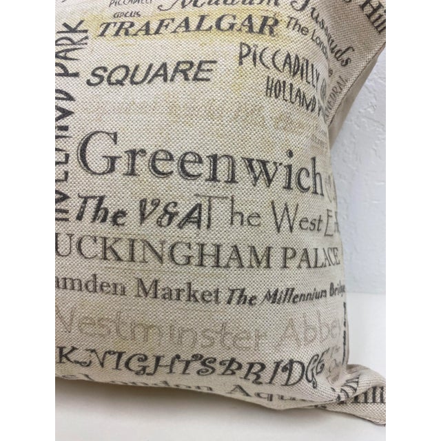 Large Bolster Pillow Plastered With the Names of London's Most Popular Tourist Attractions - Made in Uk. For Sale - Image 12 of 13