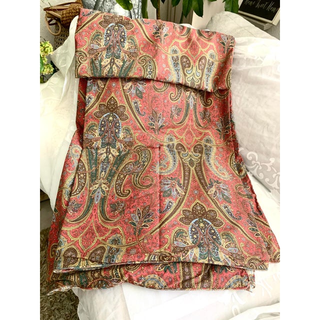 Textile Vintage Ralph Lauren Vaneau Paisley Red Duvet Cover Full Queen Reversible to Stripes . Approximately 95” X 90” For Sale - Image 7 of 12