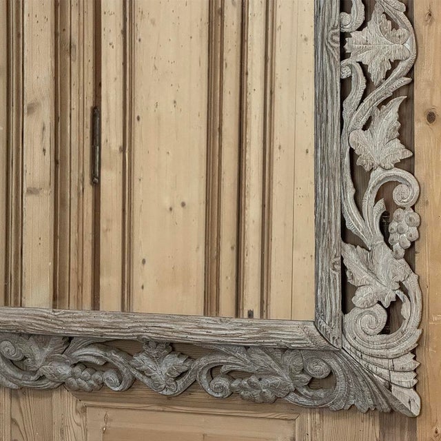 Antique French Renaissance Hand-Carved Ceruse Oak Mirror For Sale - Image 13 of 18