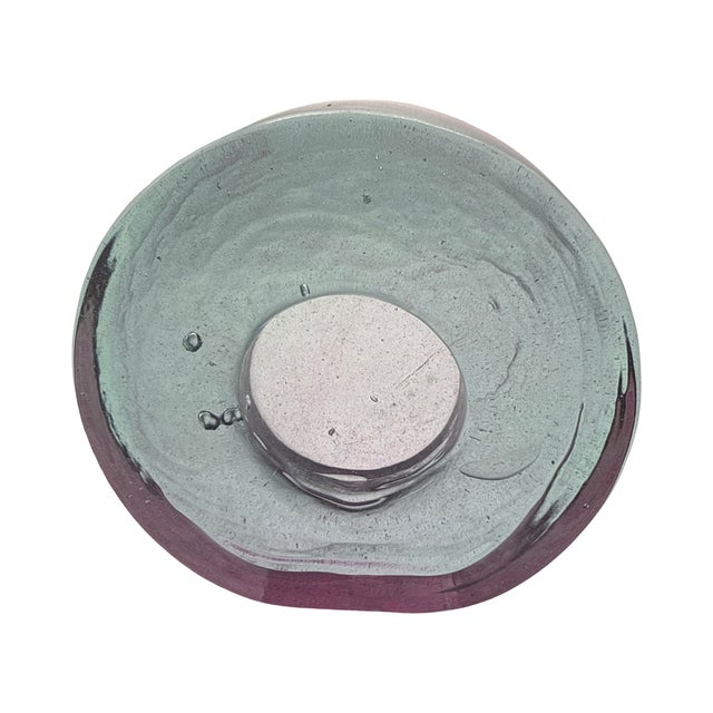 Late 20th Century Organic Hand Blown Studio Art Glass Portal Sculpture in Amethyst and Aqua For Sale In West Palm - Image 6 of 7