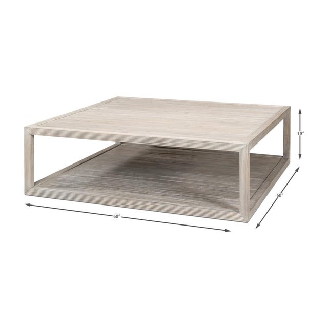 Coastal Style Large Square Coffee Table For Sale - Image 11 of 13