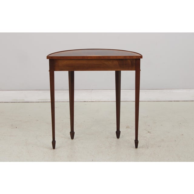 Hekman Mahogany Inlaid Demilune Table For Sale - Image 13 of 14
