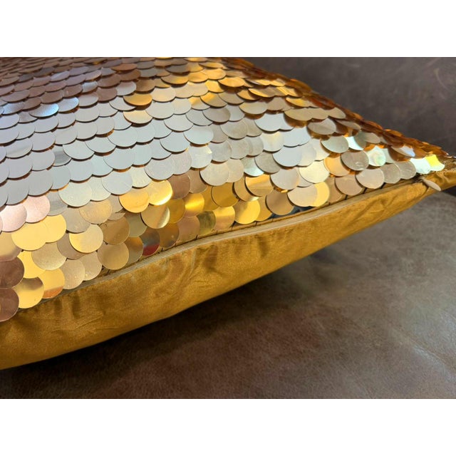 Gold Paillette Sequin Cushion Cover For Sale In Los Angeles - Image 6 of 12