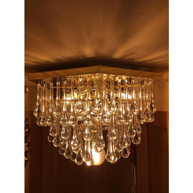 1970s Italian Brass and Murano Glass Ceiling Lamp by Paolo Venini for Venini, 1979 For Sale - Image 5 of 6