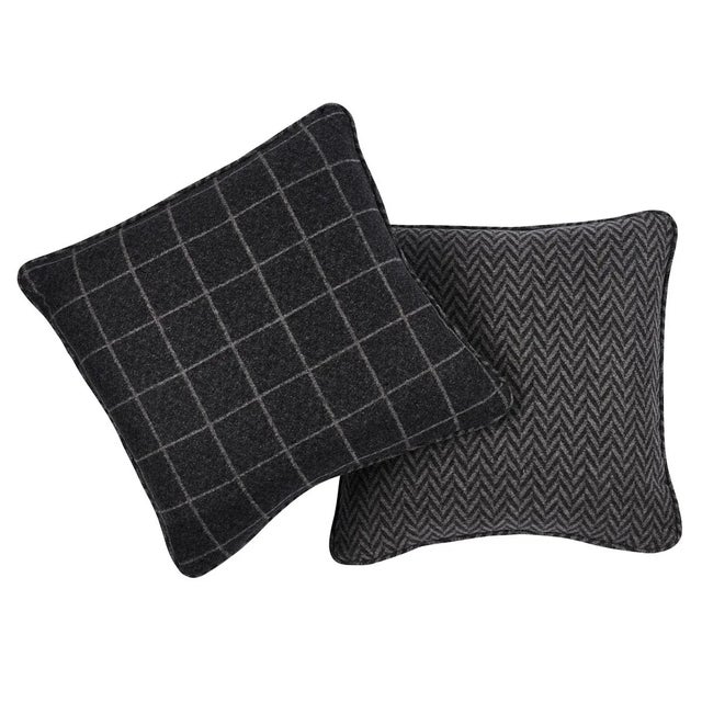 Contemporary Schumacher Colorado 22" Pillow in Charcoal/Nickel For Sale - Image 3 of 5