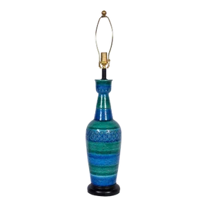 Aldo Londi Bitossi Incised Blue & Green Table Lamp, 1950's