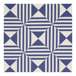 Schumacher Square In A Square Fabric in Navy For Sale