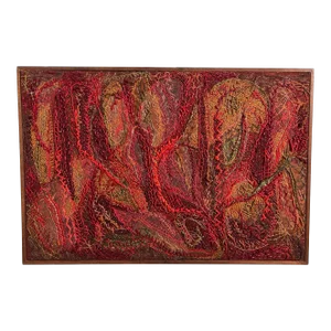 Abstract 1960s Textile Fiber Art Panel Titled "Summer Is Gone" by Helen Richards