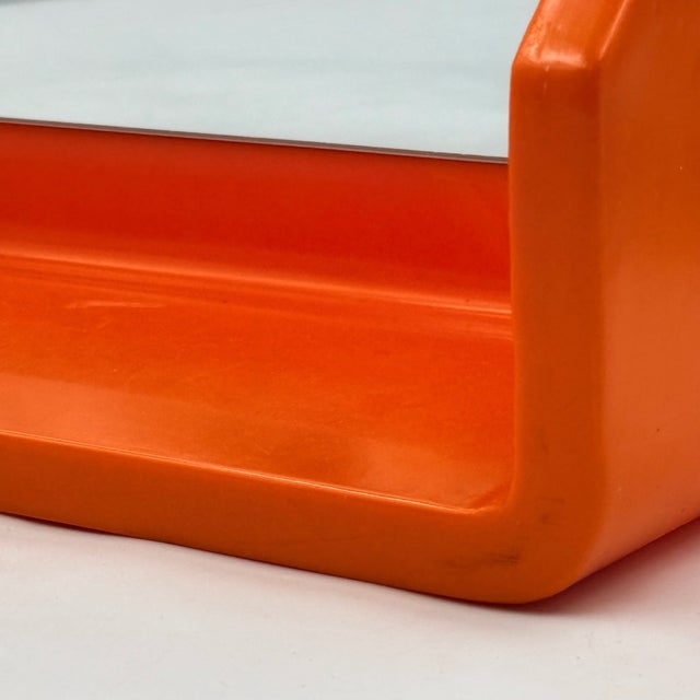 Orange Plastic Wall Mirror with Integrated Shelf, 1970s For Sale - Image 10 of 12