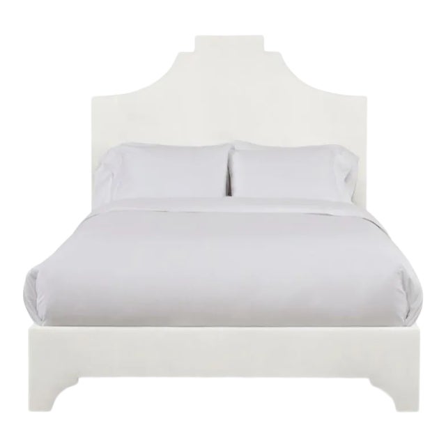 Nadine California King Bedframe, Ivory Velvet For Sale
