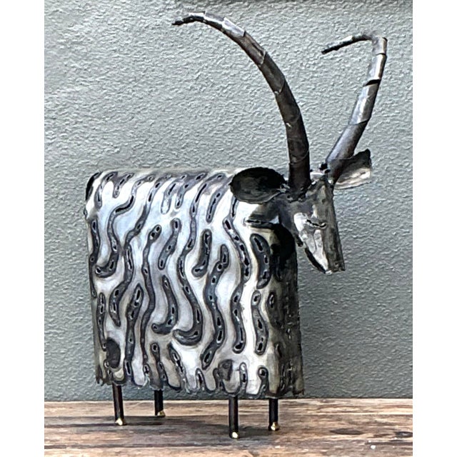 Vintage Torch Cut Ram Sculpture For Sale - Image 9 of 12