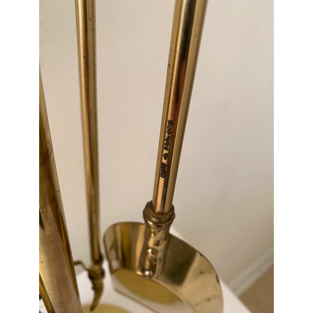 Brass Mid 20th Century British Fireplace Brass Tool Set- Made in England For Sale - Image 8 of 9
