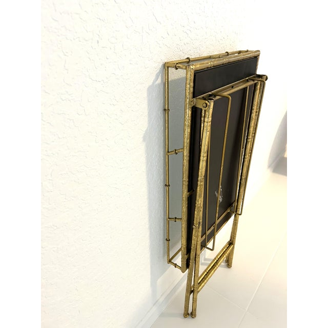 Gold Metal Faux Bamboo Mirrored Bar Table For Sale In West Palm - Image 6 of 6