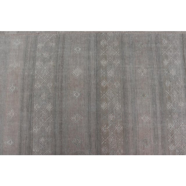 Vintage Turkish Square Kilim Rug in Soft Pastel Tones With Intricate Patterns 11'0 X 12'0 For Sale - Image 4 of 10
