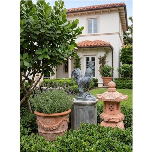 Vintage Cast Iron Country Rooster Garden Statue For Sale - Image 11 of 12