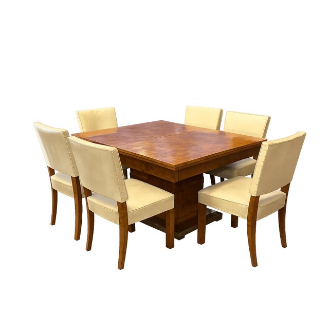 Art Deco Dining Table and Chairs in Birds-Eye Maple, 1920s, Set of 9 For Sale - Image 13 of 13