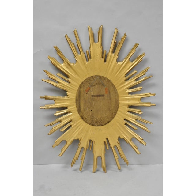 Vintage Italian Hollywood Regency Gold Gilt Sunburst Convex Bullseye Wall Mirror For Sale - Image 11 of 15