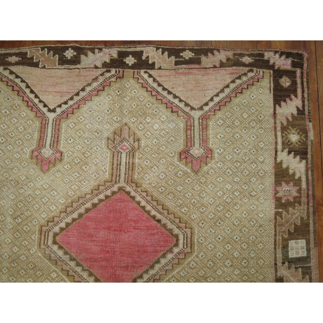 Tribal Vintage Turkish Gallery Pink Accent Rug For Sale - Image 4 of 6
