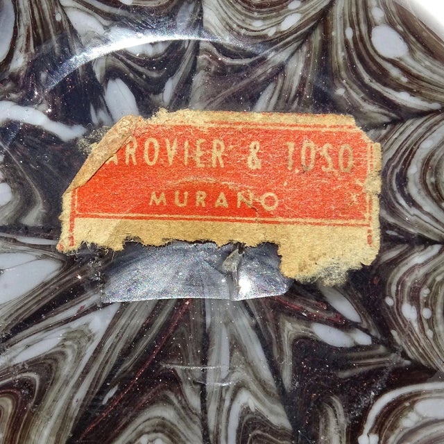 Mid 20th Century Vintage Barovier Toso Murano Neolitico 1954 Gray Black Pulled Feather Design Italian Art Glass Flower Vase For Sale - Image 5 of 5
